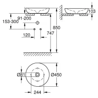 Grohe Essence - Lavabo da appoggio 450 mm, PureGuard, bianco alpino 3960900H