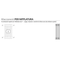 Ardesia radiatore tubolare 3 colonne 39 elementi h.400 - colore bianco RAL9016 - 4 connessioni aperte con filettatura da 1" 3541700086506