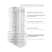 Ardesia radiatore tubolare 3 colonne 6 elementi h.2000 - colore bianco RAL9016 - 4 connessioni aperte con filettatura da 1" AR3062000000R01