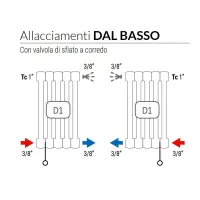 Ardesia radiatore tubolare 3 colonne 9 elementi h.1000 - colore bianco RAL9016 - Allacciamento dal basso 3541700000126