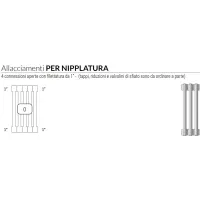 Ardesia radiatore tubolare 6 colonne 10 elementi h.1500 - colore bianco RAL9016 - 4 connessioni aperte con filettatura da 1" 3541700082232