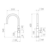 Koon - Miscelatore monocomando lavello con bocca girevole KT36 1