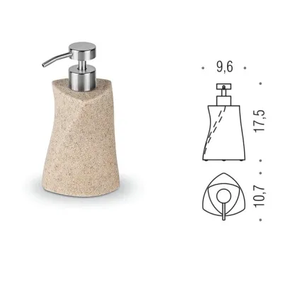 Colombo Design COOL SANDY dispenser sapone d'appoggio in resina e sabbia con pompetta satinata, finitura beige W4605-RBE