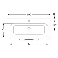 Geberit SELNOVA SQUARE set lavabo L.100 cm, con foro rubinetteria e troppopieno, compreso di mobile sottolavabo con due cassetti, colore lava finitura opaco 501.245.00.1