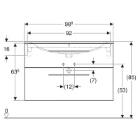 Geberit SELNOVA SQUARE set lavabo L.100 cm, con foro rubinetteria e troppopieno, compreso di mobile sottolavabo con due cassetti, colore lava finitura opaco 501.245.00.1