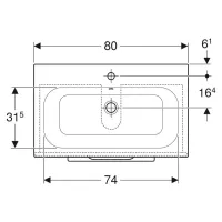 Geberit SELNOVA SQUARE set lavabo L.80 cm, con foro rubinetteria e troppopieno, compreso di mobile sottolavabo con due cassetti, colore bianco finitura lucido 501.240.00.1