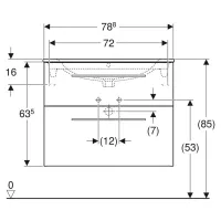 Geberit SELNOVA SQUARE set lavabo L.80 cm, con foro rubinetteria e troppopieno, compreso di mobile sottolavabo con due cassetti, colore bianco finitura lucido 501.240.00.1