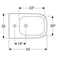 Geberit SMYLE SQUARE bidet a pavimento, a filo parete, con fissaggio nascosto, con foro rubinetteria e troppopieno, colore bianco finitura lucido 500.841.00.1