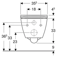 Geberit SMYLE SQUARE set vaso sospeso Rimfree, a cacciata, con fissaggio nascosto, e sedile del vaso a chiusura ammortizzata, colore bianco finitura lucido 500.683.01.1