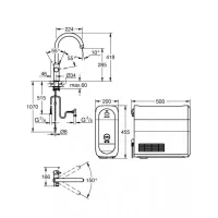 GROHE BLUE HOME + STARTER KIT Miscelatore Monocomando per lavello con sistema filtrante dell'acqua bocca a C Cromo 115556