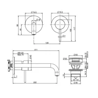 Miscelatore lavabo a parete da incasso colore nero opaco F3051NLX9NS