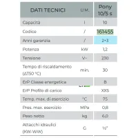 Pony 10/5 Scaldabagno scaldacqua elettrico 10 Lt sottolavello 161455