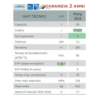 PONY 30/2 Scaldabagno scaldacqua elettrico 30 Lt sopralavello 171517