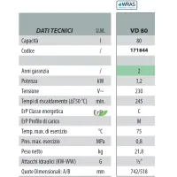 VD 80 Scaldabagno scaldacqua elettrico 80 Lt 171844