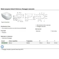 SELNOVA PREMIUM bidet sospeso con fissaggio nascosto, con foro per rubinetteria e troppopieno, colore bianco finitura lucido 501.993.00.1