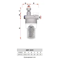 2410 - POLYFAR - Dosatore di polifosfati proporzionale - Misura 1/2" - Kv [m³/h] 1,5 2410 12