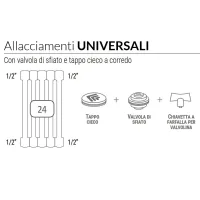 Ardesia radiatore tubolare 3 colonne 6 elementi h.1000 - colore bianco RAL9016 - completo di 4 riduzioni da 1/2" 3541700085566