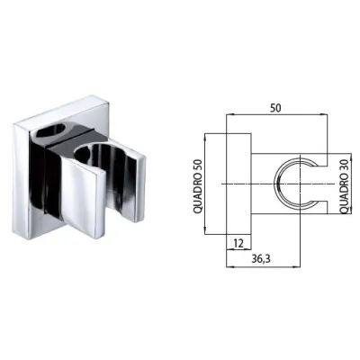 Supporto quadro doccia fisso in ottone con rosone C50000000073009