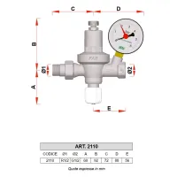 2110 - Gruppo di riempimento automatico cromato completo di manometro - Misura 1/2" 2110