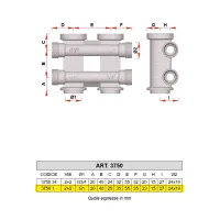 3750 - Collettore complanare componibile cromato - Misura 1" - derivazioni 2+2 3750 1