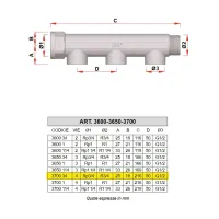 3700 - Collettore maschio-femmina cromato INT. 50 mm - Misura 3/4" - 4 derivazioni 3700 34