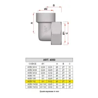 4050 - Raccordo terminale a squadra - Misura 1" x 1/2" 4050 112