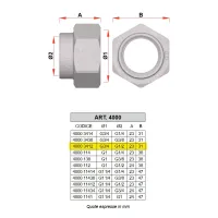 4000 - Raccordo terminale diritto per collettori - Misura 3/4" x 1/2" 4000 3412