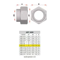 4000 - Raccordo terminale diritto per collettori - Misura 1" x 1/2" 4000 112