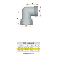 5310 - Gomito femmina cromato - Misura 3/4" x 18 con kit tenuta gomma 5310 34G18