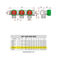 3856 - Collettore maschio-femmina a 4 vie con arresti manuali - Misura 3/4" - 4 derivazioni 3856 34