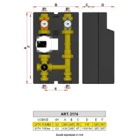 2174 - Gruppo di rilancio a punto fisso - circolatore elettronico 1-7 m - interasse circolatore 130 mm 2174 1130EA