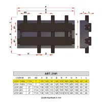 2191 - Collettore per centrale termica - Misura 1"1/4 - Derivazioni 1" - Vie 2+1 2191 11402