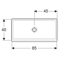 Geberit PUBLICA ELLEBORO lavabo a canale L.90 cm, senza foro rubinetteria e senza troppopieno, colore bianco finitura lucido 500.899.00.1