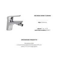 Miscelatore bidet Serie F - 2 tubi di alimentazione antitorsione 370 mm - scarico 1"1/4 con troppo pieno F3762CR.K