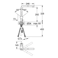 Grohe Minta miscelatore monocomando lavello con doccetta monogetto estraibile finitura cromo 32168000