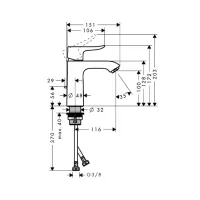 Metris miscelatore monocomando lavabo 110 CoolStart con piletta 31121000