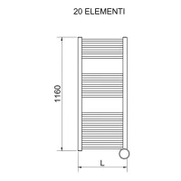 Radiatore bagno scaldasalviette Lisa 22 1200/450 int. 400 mm elettrico con termostato ECO 9016 3581646100063