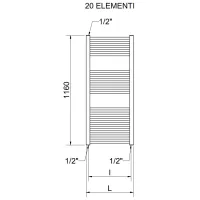 Radiatore bagno scaldasalviette Lisa 22 1200/500 mm int. 450 mm elettrico con termostato ECO RAL9016 3581646100064