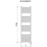 Radiatore bagno scaldasalviette Lisa 22 1800/500 int. 450 mm elettrico con termostato ECO 9016 3581646100067