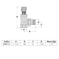 Valvola by-pass differenziale regolabile con scala graduata. Misura 1"1/4 519700