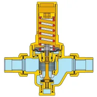 Riduttore di pressione, con cartuccia estraibile. Attacchi maschio a bocchettone. Misura 1"1/4 M. Con attacco manometro 1/4" F. 536070