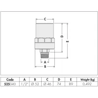 ANTISHOCK, Ammortizzatore del colpo d'ariete. Misura 1/2" 525040