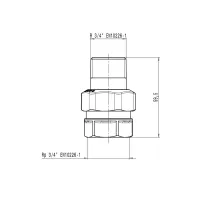 Raccordo a tre pezzi. Per impianti a gas e idrocarburi fluidi (O-Ring giallo conforme a norma EN 549) e per impianti idraulici e sanitari (O-Ring nero conforme a norma EN 681.1). Attacco R G 3/4" (ISO 228-1) F ingresso - R 3/4" (EN 10226-1) M uscita, bocchettone 588050