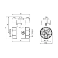 BALLSTOP, Valvola a sfera con ritegno incorporato, per impianti di riscaldamento. Misura 3/4" 327500