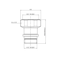 Bocchettone telescopico per valvole e detentori per radiatori - Misura 1/2" M x 3/4" F 381402