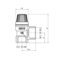 Valvola di sicurezza per impianti solari. Misura ø1/2"F x 3/4"F 3 bar 253043