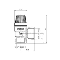 Valvola di sicurezza per impianti solari. Misura ø1/2"F x 3/4"F 6 bar 253046