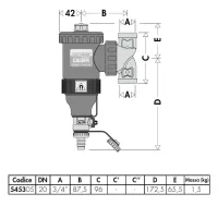 DIRTMAG, Defangatore con magnete. Attacco G 3/4" (ISO 228-1) F - Portata massima consigliata 1,3 m3/h 545305