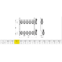 Gruppo collettori attacco G 1" (ISO 228-1) F - G 3/4" A (ISO 228-1) M 4 derivazioni 6626D5