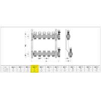 Gruppo collettori attacco G 1" (ISO 228-1) F - G 3/4" A (ISO 228-1) M 5 derivazioni 6626E5